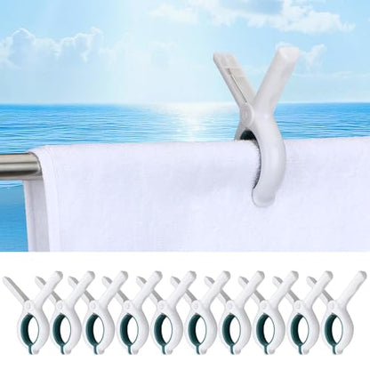 2025 New Boat Towel Clips 10pcs, Cruise Beach Chair Towel Clips, Storm Proof Large Clips, Outdoor Towel Organizer for Cruise, Beach, Fishing, Cruising Trips