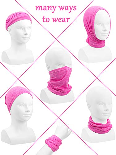 SATINIOR 4 Pieces Kids Summer Neck Gaiter Unisex Cooling Face Cover Scarf Breathable Sun Bandana Fishing Cycling Mask - color: Magenta, Pink, Green, Cyan