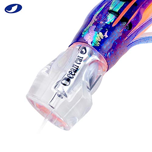OCEAN CAT Saltwater Trolling Lure for Marlin Tuna Mahi Dolphin Durado Wahoo Trolling Lures Free Mesh Bag Offshore Big Game Lures - color: 6 in - Crystal Head - 6pcs