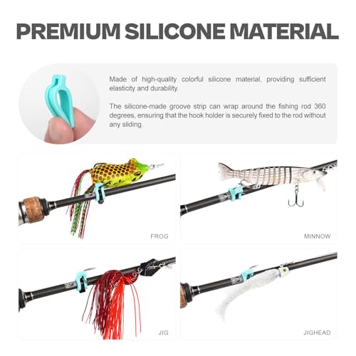 Universal Fishing Hook Keeper - Silicone Secure Holder for All Rods (Ultra Light to Sea), 12-Pack with Nylon Zip Ties - style: Mix