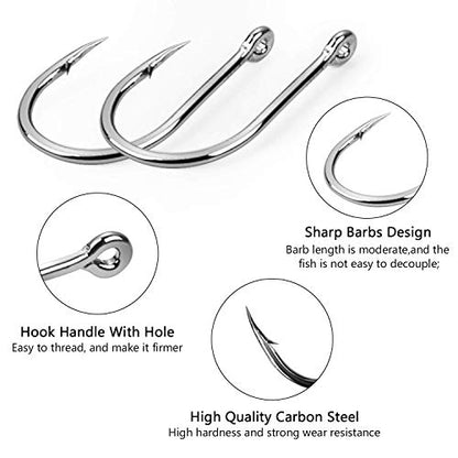 HETH 2000pcs Fishing Worm Hooks High Carbon Steel Wide Gap Offset Fishing Hook Set for Saltwater and Freshwater with 10 Sizes