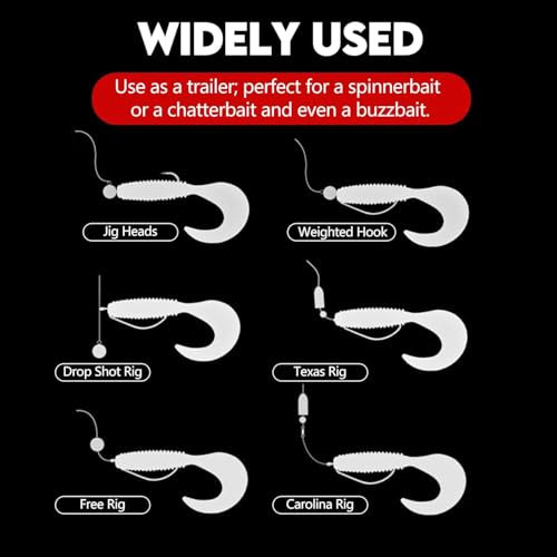 Eupheng Twist Tail Swimbait Fishing Lure, 2.3in/2.7in/4in/5.5in 100PCS Grub Saltwater Fishing Soft Bait Trailer for Bass Crappie Fishing - size: 4in(10cm)-10PCS-Red