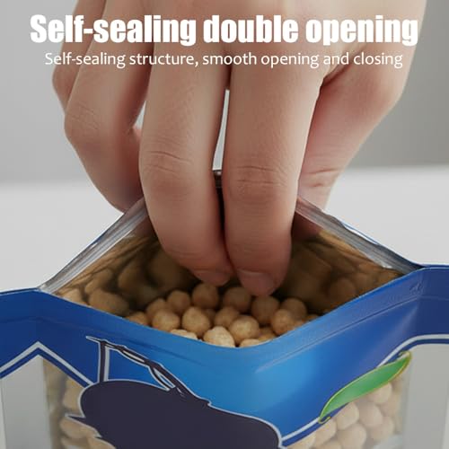 MiOYOOW Plastic Fishing Bait Bag, 50PCS Clear Lure Packaging Bags Reusable Soft Bait Storage Organizer with Self-Sealing Opening for Lures Baits Hooks Swivels Spoons