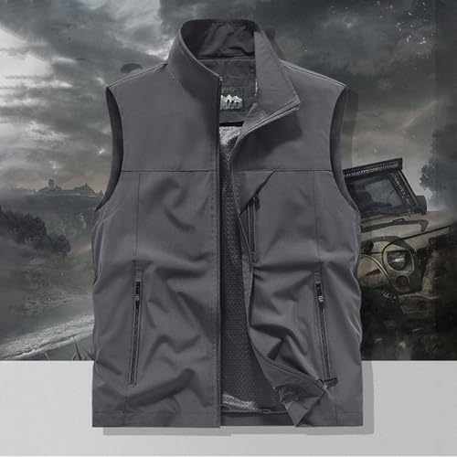 Mens Vests Sleeveless Zip Up Jacket Lightweight Casual Golf Windbreakers Hiking Work Tactical Vests Slim fit Outerwear - color: A01-grey, size: Medium
