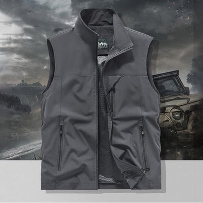 Mens Vests Sleeveless Zip Up Jacket Lightweight Casual Golf Windbreakers Hiking Work Tactical Vests Slim fit Outerwear - color: A01-grey, size: 4X-Large