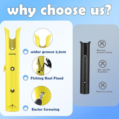Aventik Tube Fishing Rod Holder Bracket Wall Mounted Boat Side Mount Tool Holder Tube Links with Screws 1/2/3/4/6 Pole Tube Fishing Rod Holders - color: 4-Pole Yellow