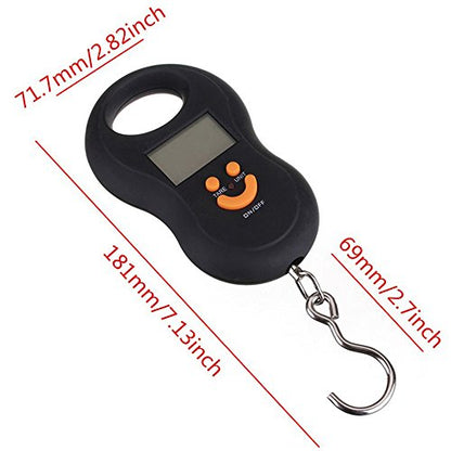 Pocket Portable 50kg/10g LCD Digital Scale Electronic Hand Held Hook Belt Luggage Hanging Scale Backlight Balance Weigting Random Color - color: orange