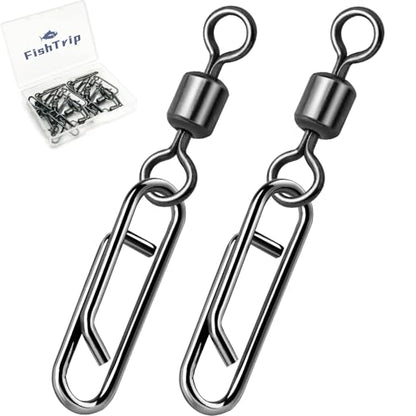 FishTrip 50pcs Fishing Rolling Swivel Power Clips for Rigs Lures | High Carbon Steel, Rust-Proof & Wear-Resistant, Quick Change Clip Snaps for Freshwater Saltwater Rigs Hooks Leaders Weights - size: 5#_50pcs