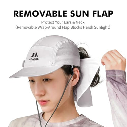 AONIJIE Sun Hat with Removable Neck Flap for Men & Women - Breathable Mesh Fishing Hat, Lightweight Hiking Sun Cap - color: Grey