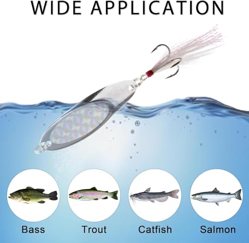 Spoon Lure Jigging Fishing Lures,Sinking Metal Luminous Spoons Hard Bait Saltwater with Treble Fishing Hooks for Salmon Bass Fishing Tackle - size: 1.0oz (28g) - 6pcs