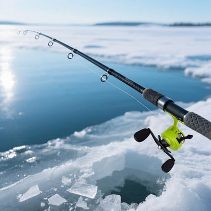 Left-Handed Green Inline Reel Ice Fishing, 2.6 in (6.6 Cm) Aluminum Alloy, 3.2:1 Gear Ratio, 3+1 Bearing, Construction Plastic Metal, Handle Anti-Slip, High Seat Foot Design