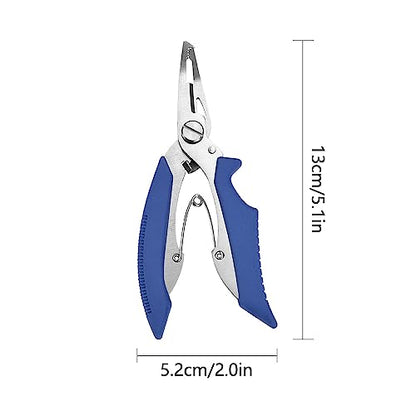 SEIWEI Fishing Pliers Scissors Braid Cutters Stainless Split Ring Pliers Hook Remover Steel Fishing Line Cutting Tool for Saltwater Freshwater (Blue) - color: Blue