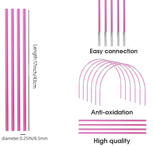 DIY Tent Pole, Replacement Tent Pole, Greenhouse Hoops,Telescopic Rod,Long Approximately 52ft, Diameter - 6.5mm,36 Pack, for Hiking Camping Backpacking Tent - color: 17 inches- 36 packs (Pink)