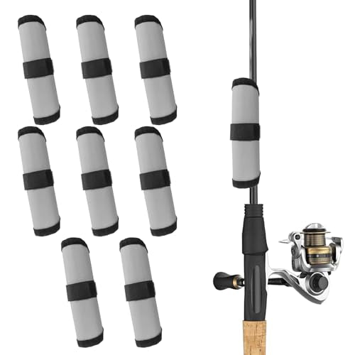 8 Pcs Fishing Lure Covers, 6" Lure Wrap Bait Gloves Fish Hook Storage Protectors Fishing Lure Wraps Rod Covers to Keep Fishermen Safe for Rod(Grey)
