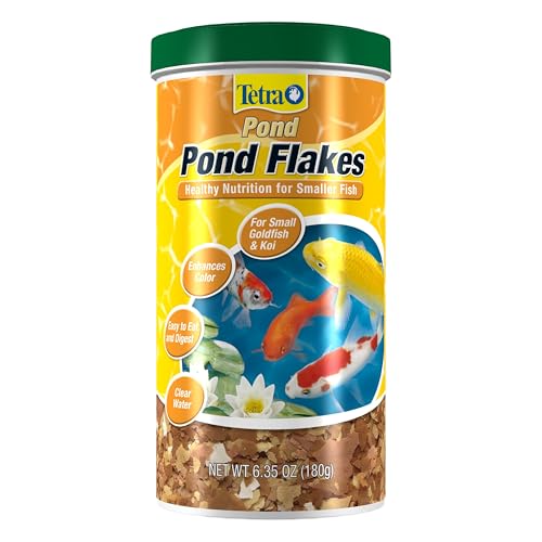 TetraPond Pond Flakes, Complete Nutrition for Smaller Pond Fish, Fish Food for Goldfish and Koi Fish, 6.35 Ounces - size: 6.35 Ounce (Pack of 1), style: Original