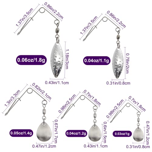Fishing Spinnerbait Smooth Spoons Kit Fishing Spinner Blades Smooth Spoons Rigs with Willow and Teardrop Making Fishing Lures Replacement Accessories - color: A: 50Pcs Spinnerbaits Smooth Spoons Kit