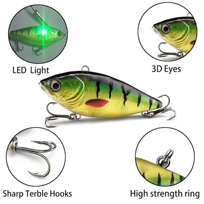 HADORAM Electric Twitching Jerkbait USB Rechargeable LED Lighted Wobbler Luminous Vibrating Minnow Bait, Long Casting Flashing Bass Fishing Lures for Freshwater Saltwater - color: Electronic VIB-Color 363