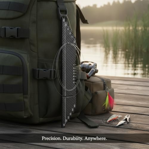 Anglers Carbon Fiber Fishing Line Ruler Board for Precise Knot Tying and Line Management, Portable Measuring Station - size: 13.78 x 3.35 x 1.57 in