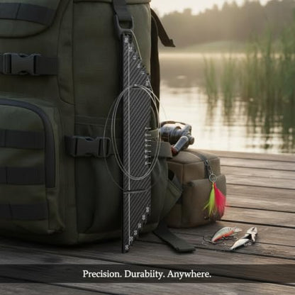 Anglers Carbon Fiber Fishing Line Ruler Board for Precise Knot Tying and Line Management, Portable Measuring Station - size: 13.78 x 3.35 x 1.57 in