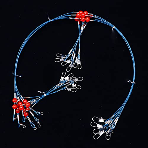 YOTO Fishing Leaders,Saltwater Tackle Rig with Swivels Snap, High-Strength Fishing Wire Gear Equipment for Lures Bait Or Hooks,1Arm and 2Arm - color: Blue Stainless Steel Leaders, style: 2arm，12pack