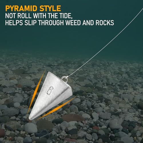 Dr.Fish Pyramid Sinkers Saltwater Lead Fishing Weight 1oz-32oz/2LB Triangle Surf Fishing Bank River Catfishing Pompano - size: 6oz-5 Pack