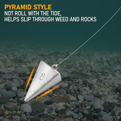 Dr.Fish Pyramid Sinkers Saltwater Lead Fishing Weight 1oz-32oz/2LB Triangle Surf Fishing Bank River Catfishing Pompano - size: 16oz(1LB)-3 Pack