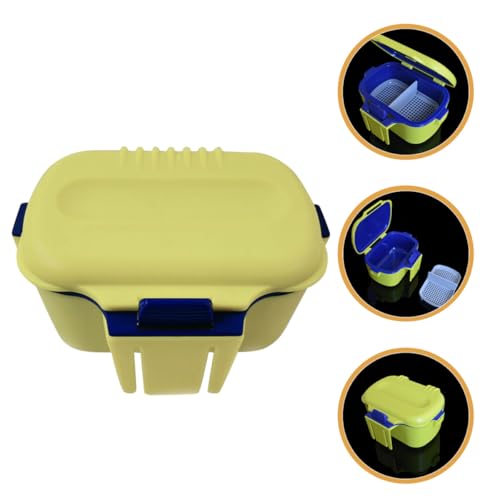 Dual-Layer Worm and Red Worm Bait Holder Box Portable Yellow Insulated Fishing Bait Storage Container with Waist Clip for Live Fishing