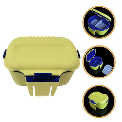 Dual-Layer Portable Fishing Bait Storage Box Worm Bait Holder Case with Clip Large Capacity Yellow Live Container Suitable for Outdoor Fishing Trips