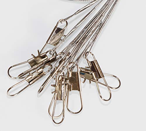 10pcs Fishing Wire Leaders Heavy Duty Nylon-Coated Fishing Line Wire Leaders with Swivels and Snaps 18inch, 45LB - color: 10pcs silver