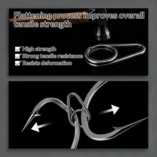 FishTrip Pear Oval Fishing Clips - 100 Pack Quick Change Connector for Lure | Stainless Steel Double Lock Fishing Snaps, 10 Sizes #00 to #8 Clips for Bass Lures Crankbait Saltwater Freshwater 30-117LB - size: 8# 100pcs
