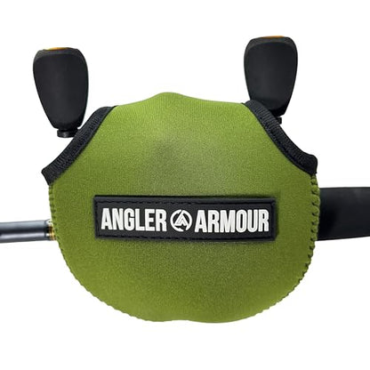Angler Armour Baitcast Reel Cover | Baitcaster Sleeve | Fishing Reel Pouch | Low Profile Baitcasting Reel Protector | Neoprene Reel Case | 50 100 200 Series Baitcast Covers - color: Olive Green