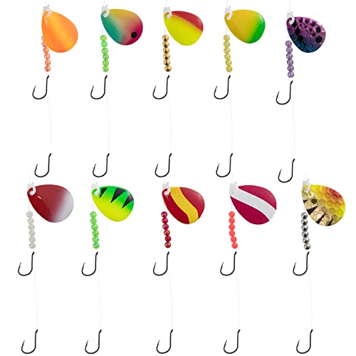 Dr. Fish 10 Pack Walleye Rigs Kit, 47 Inches, 15LB Mono Crawler Harness Walleye Float Rig Colorado Spinner Octopus Hooks for Freshwater Trolling - color: Double Hook Rig, 47", 10 Rigs