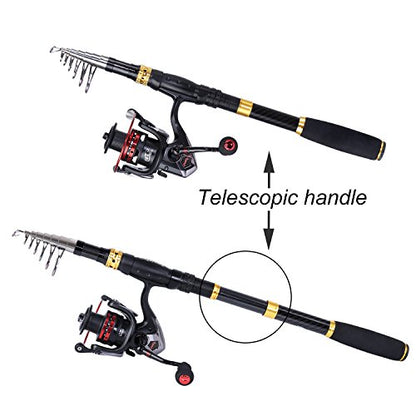 Sougayilang Fishing Rod Reel Combo with Telescopic Fishing Pole Spinning Reel Carrier Bag for Travel Saltwater Freshwater Fishing - size: 6.89 ft, style: B-full Kits With Carrier Case-style 2