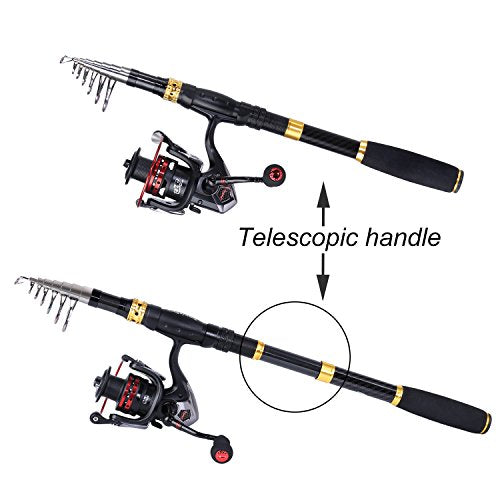 Sougayilang Fishing Rod Reel Combo with Telescopic Fishing Pole Spinning Reel Carrier Bag for Travel Saltwater Freshwater Fishing - size: 6.89 ft, style: B-full Kits With Carrier Case-style 2