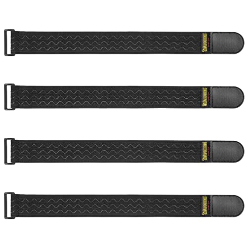 Trilancer Elastic Cinch Straps with Anti-Slip Strips, 2" x 18"(4 Pack) Hook and Loop Storage Straps with Buckle, Bundling Bands for Extension Cords, Cables, Ropes, Hoses, Bike, Boat, Pant Garters - size: 18"(4 pcs)