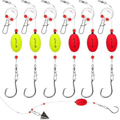 Dovesun Fish Finder Rig with Float 20.5" Surf Fishing Rigs 90LB Surf Fishing Tackle for Shark Bluefish Stripers 6PCS 5/0 8/0 - color: 5/0 Circle Hook