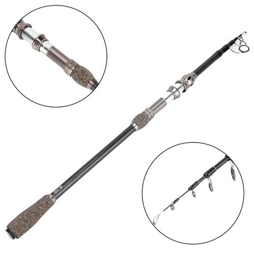 Ice Fishing Rod, Sea Fishing Rod Short Section Carbon Fiber Ice Cork Handle Stretchable Pole Lure Accessories for Trout (1.8