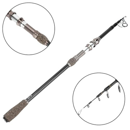 Ice Fishing Rod, Sea Fishing Rod Short Section Carbon Fiber Ice Cork Handle Stretchable Pole Lure Accessories for Trout (1.8