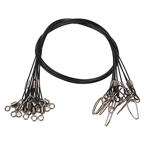 Anti Bite Fishing Line Steel Wire Leader with Rolling, Heavy Duty Fishing Wire Leash for Sea Enthusiasts - color: Black