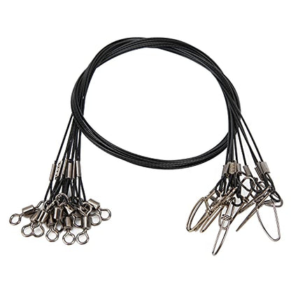 Anti Bite Fishing Line Steel Wire Leader with Rolling, Heavy Duty Fishing Wire Leash for Sea Enthusiasts - color: Black