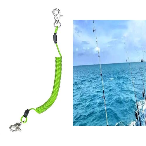 Fishing Coiled Lanyard, Heavy Duty Fishing Lanyard, Retractable Tool Lanyard, Fishing Tools Safety Rope Extension Cord Tether, with Carabiner, for Deep Sea Fishing, Rods, Kayak, Paddles - 2-Pcs