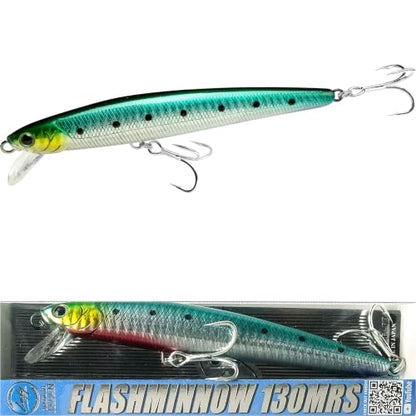 LUCKY CRAFT FlashMinnow 130MRS Saltwater Fishing Lures, Jerkbait for Halibut and Bass Fish, Slow Sinking 2-4ft, Surf Fishing Gear and Tackle Box Accessories - color: 614 Pacific Sardine