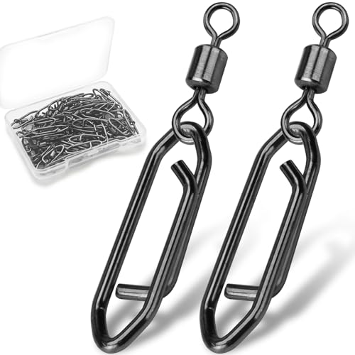 Fishing Power Clips Quick Change Speed Clips Fishing Swivels Snaps Easy Clips Fishing Swivel Ez Clip Snaps Fishing Tackle Black - size: E (52 Lbs) 50Pcs