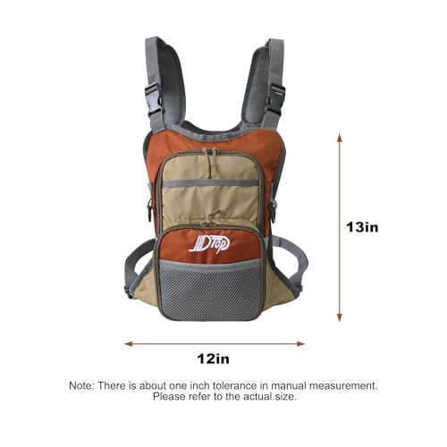Fly Fishing Chest Pack, Lightweight Fishing Backpack, Fishing Tackle Storage Fits Up to Hold Fly Boxes, Fishing Accessories for Men(Orange + Gray)