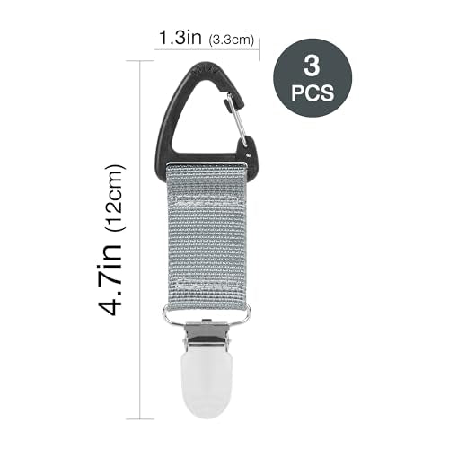 3PCS Multi-Functional Tennis Towel Hook and Clip, Durable Sports Towel Holder for Fence, Backpack & Gym, Portable Towel Hanger for Tennis Golf Outdoor Sports (White/Black/Light Grey)