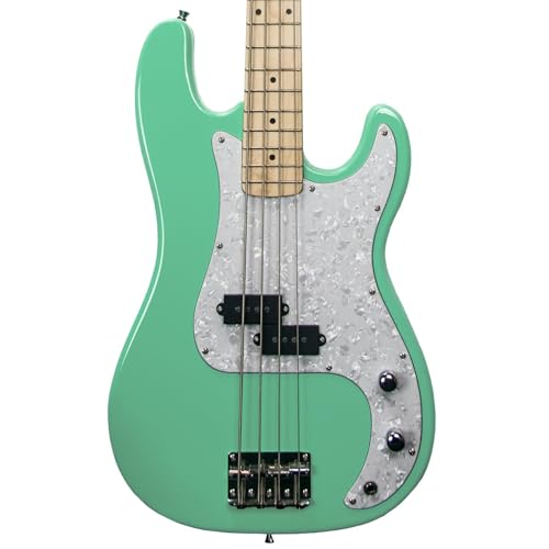 Sawtooth EP Series Electric Bass Guitar, Surf Green w/Pearl Pickguard - color: Surf Green, style: Right Hand