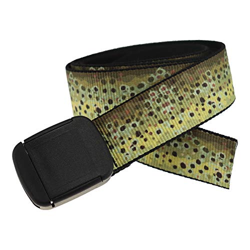 Thomas Bates Fish Pattern Metal Free Hiker Web Belts - color: Brown Trout Texture