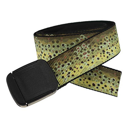 Thomas Bates Fish Pattern Metal Free Hiker Web Belts - color: Brown Trout Texture