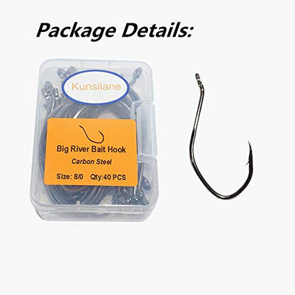 Catfishing Hooks Big River Bait Hook 25/50/100pcs, Fishing Hooks for Saltwater Freshwater,Catfish Striper Flathead Carp Bass 1# 1/0 2/0 3/0 4/0 6/0 8/0 10/0 - size: 50PCS 1#