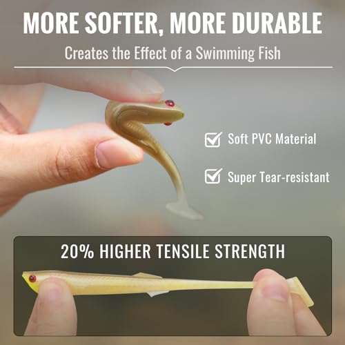 TRUSCEND Shadtale Easy Catch Soft Fishing Lures, Unique Vibration and Action for Various Rigs, Paddle Tail Swimbaits Trailer for Bass, Trout, Crappie, Walleye, Redfish, Saltwater & Freshwater Fishing - color: H4-2.5",0.08oz,12pcs